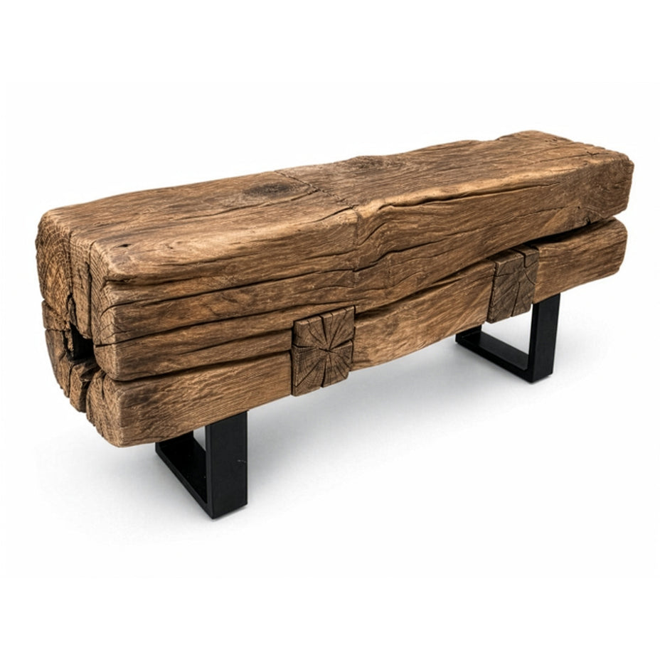 Sitzbank aus Altholz Eiche massiv 95 cm