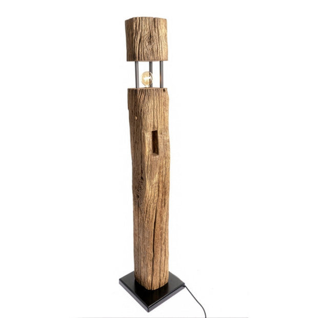 Stehlampe aus Altholz Eiche massiv mit Steinplatte